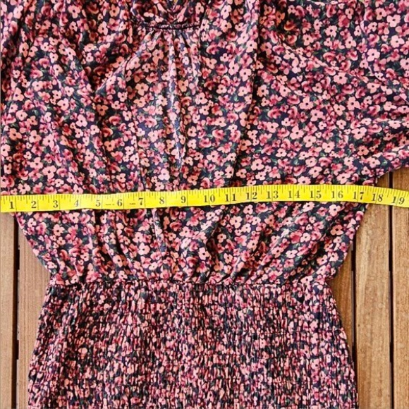 ZARA ~ Rust Floral Mini Dress w/Smocked Skirt & Peek-a-Boo Back ~ Size Large - Picture 12 of 15